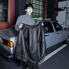 毛毛外套V领仿兔毛皮毛一体男款设计感时尚百搭痞帅高街贵气休闲，男装夹克，星座903-1