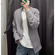 冬季日系纯色加厚针织开衫拉链毛衣男女潮流宽松外穿AM04-P59，男装针织衫/毛衣，星座208-5