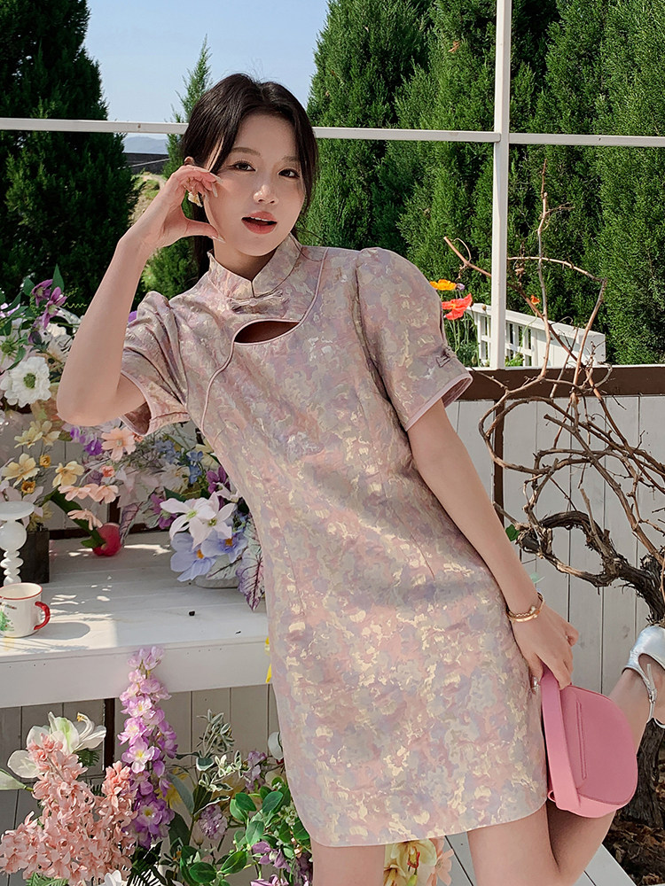 现货209-2828-P135-K198旗袍连衣裙时尚显瘦盘扣,女装汉服/婚纱/旗袍/礼服,韩蜜菓
