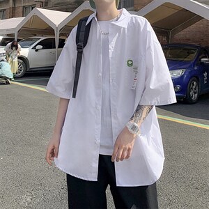 五分袖衬衫设计感男装夏季hiphop炸街短袖衬衣潮牌上衣CS456-P30图片