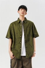 无影墙纯棉短袖衬衫耐磨设计感衬衫休闲百搭MD-TH537-特批43控69，男装衬衫，星座717