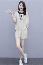 冰丝休闲运动套装夏装2025新款女装气质时髦显瘦洋气阔腿裤两件套，女装套装/套裙，芷墨服饰