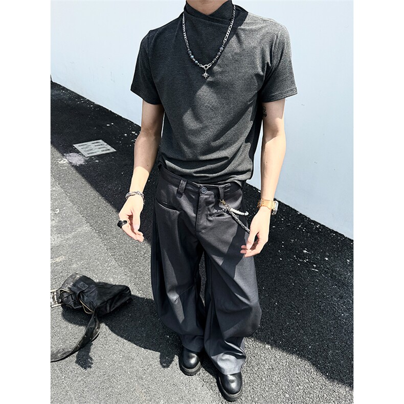 【自拍图】XZ10-1005-1-TTH00319-P38现货交叉连身领针织短袖T恤,男装T恤,星座1005-1