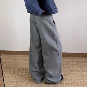 莫代尔老钱休闲双腰头格纹双褶皱男女卫裤子AC16-P58图片