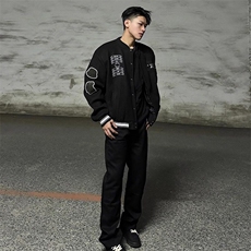 棒球服毛巾刺绣情侣宽松夹克春秋冬外套，男装夹克，星座506A
