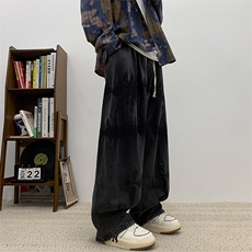 2024春季新款水洗扎染牛仔裤高街ins潮牌宽松长裤现货K7687-P49，男装牛仔裤，星座512-3