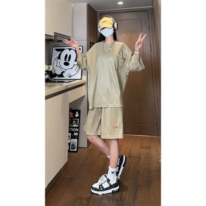 现货TZ755-特批45控78高质感高克重套装圆领大码T恤短袖短裤