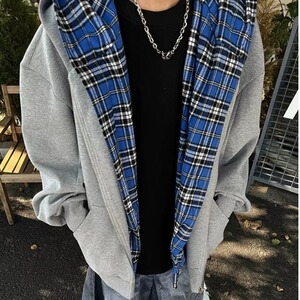 假两件开衫卫衣男春秋款设计感重磅连帽衫美式夹克外套 J210图片