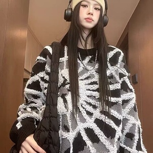 885-P52 时尚长袖毛衣文艺气质潮流百搭原宿流行慵懒日系ins简约图片