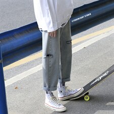 2023新款秋季牛仔裤男宽松百搭破洞港风宽松长裤1008-2-k653-p35，男装牛仔裤，星座1008-2