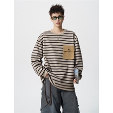 TWY19特P45控88圆领条纹polo圆领情侣卫衣宽松外套男100聚酯，女装短外套，电商B370