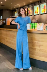 休闲长裤2020夏季新款休闲舒适圆领图案印花上衣套装，女装套装/套裙，曼娅璐