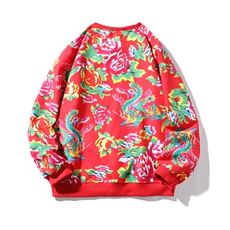 B204常规大花圆领套头薄款花卫衣外套男女班服团队服大码青少年潮，男装卫衣，星座115A(原星座507）