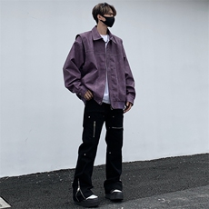 港风高街痞帅男装外套美式短款潮牌工装皮衣夹克DSA157B-J232-P90，男装夹克，电商A157B
