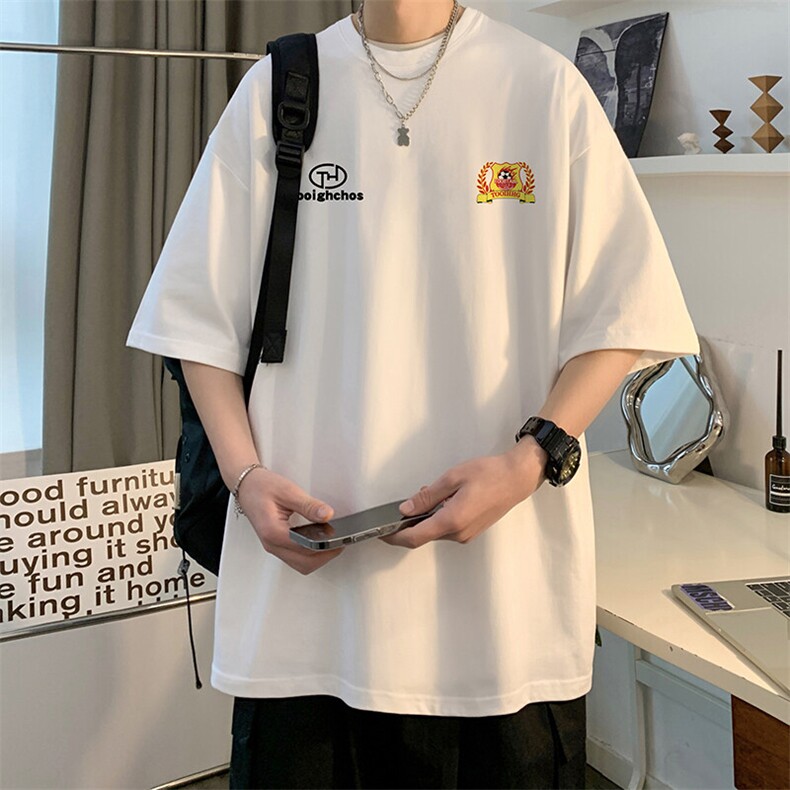 抖音得物二开现货220克夏装重磅美式高街宽松短袖t恤MT268,男装T恤,电商A486-1