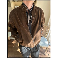 JK718-尺码M-3XL-P65-X135-复古绒皮工艺立领哈灵顿夹克外套，男装夹克，星座1811B