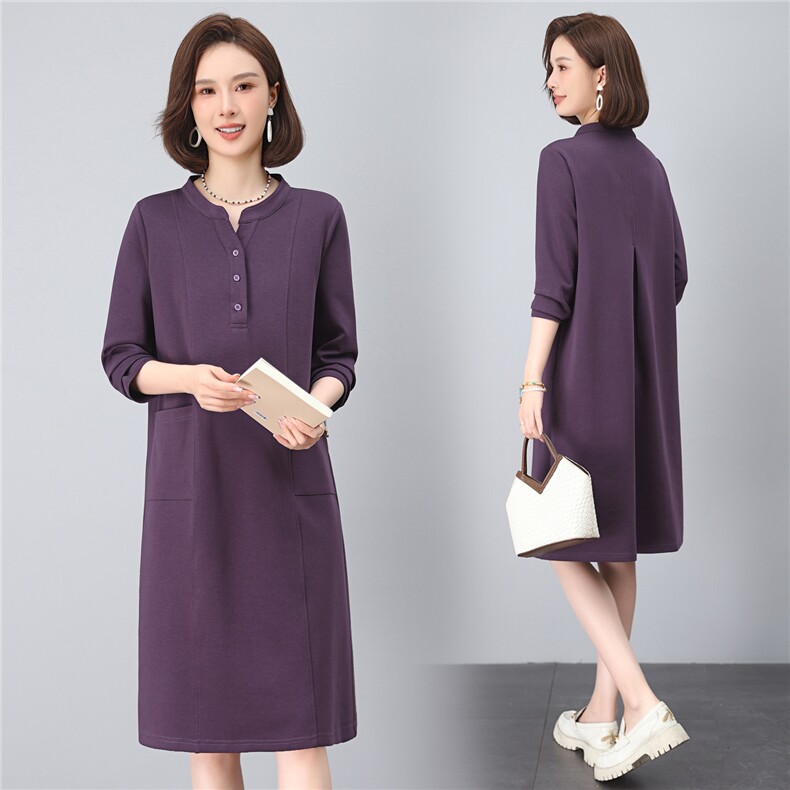 现货2025年秋季时尚优雅气质休闲文艺中长款连衣裙，女装连衣裙，依恋蒂丝