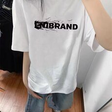 1506/QB16750/P23短袖t恤男潮牌夏季宽松五分袖潮流简约印花上衣，男装T恤，星座1506