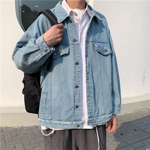 美式复古牛仔外套秋季韩版潮流宽松休闲运动工装夹克男 W1147-P55图片