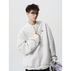 W9171-P40网图现货春季新款潮美式刺绣亨利领卫衣宽松休闲外套，男装卫衣，星座1608-2