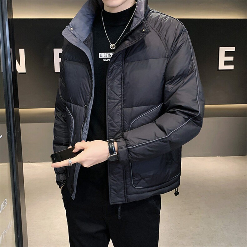 潮牌羽绒服男2024新款男装短款加厚帅气外套冬季轻薄保暖连帽上衣图片