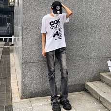 1506-1/K3061/P49风重磅水洗黑灰质感微喇ins修身牛仔裤男，男装牛仔裤，星座1506-1