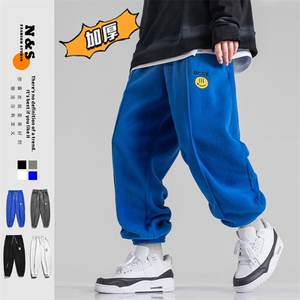 2025冬季新款男装笑脸休闲裤子加厚保暖萝卜卫裤长裤白 GK39-P20图片