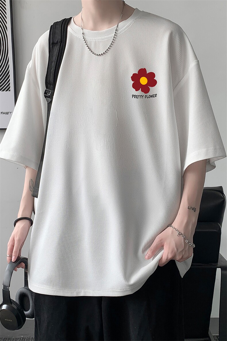 HT73257-P22华夫格t恤男短袖男大码五分袖大皂风,男装T恤,电商A040