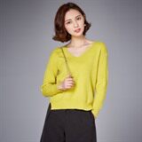 时尚V领宽松红色毛衣女秋冬季新款百搭显瘦长袖针织衫上衣，女装T恤，安之芮娜