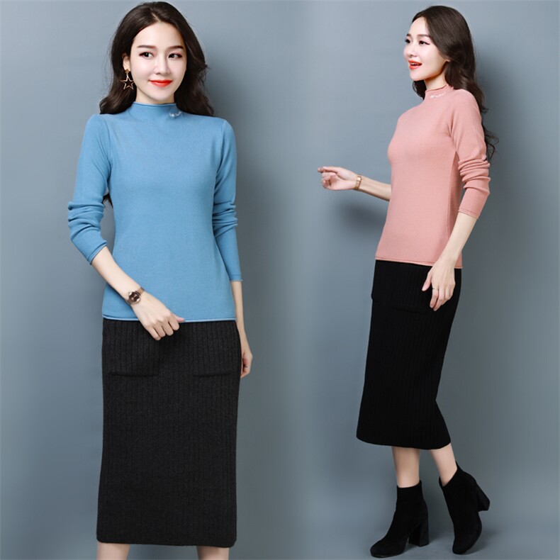 休闲时尚潮流长袖半高领套装/套裙2021年秋季简约个性,女装套装/套裙,奕阳依阁