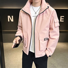 春秋新款户外休闲冲锋衣连帽外套男士工装美式多口袋夹克2523-P75，男装夹克，星座1403B
