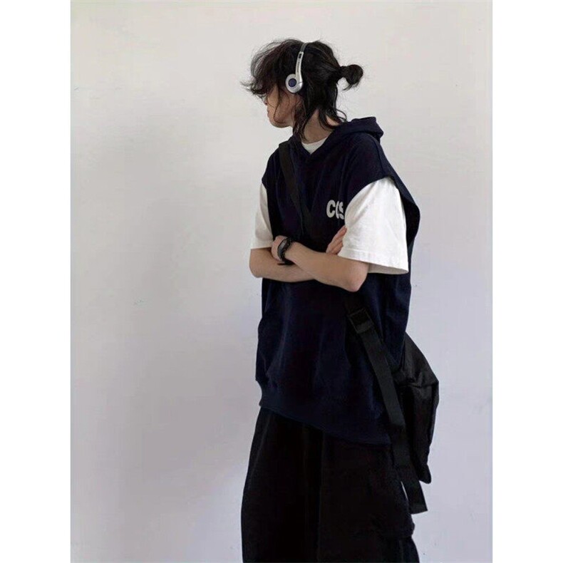 现货日系复古连帽汗背心男女夏季新款ins潮宽松坎肩背心JW611-P38,男装背心/马甲,星座1008
