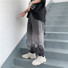 日系高街运动纯色韩版休闲裤宽松星空渐变九分束脚裤K1303-P30，男装休闲裤，星座512-4