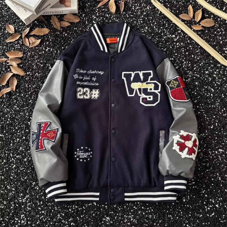 美式复古棒球服男女春秋款重磅刺绣夹克宽松洋气外套GAA162P70，男装夹克，星座1013-5