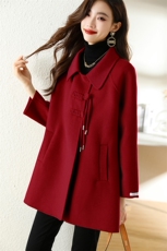 现货主推款秒发双面羊毛呢复古盘扣A字版斗篷款纯手工羊毛呢外套，女装毛呢外套，丝露怡语