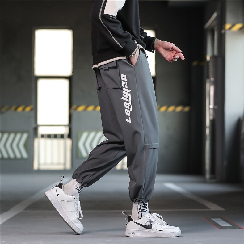 日系宽松运动裤束脚裤大码M-5XL潮裤子休闲裤男九分裤7191P40，女装休闲裤，星座227-7