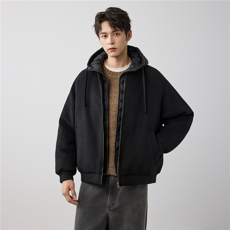 90白鸭绒羽绒服冬季男休闲连帽外套宽松休闲百搭假两件外套W5912,男装羽绒服,电商D215