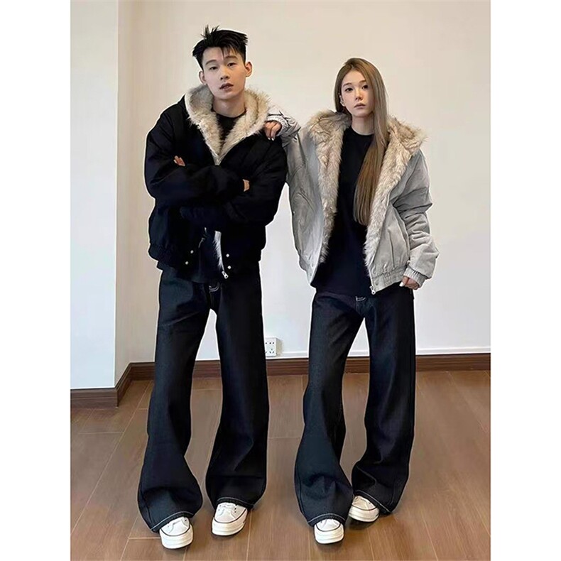 网图加绒加厚美式座山雕棉服男女秋冬宽松休闲棉衣-A2347P120,男装棉衣,电商B241