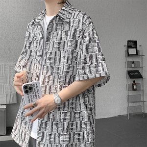 8XL-M花衬衫男款短袖夏季冰丝薄款花衬衣大码寸衫外套DC28013P38,男装衬衫,电商B312