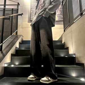 男裤夏季美式高街渐变水洗牛仔裤男薄款宽松阔腿裤裤子男7013/P40