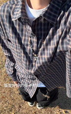 松弛感老钱风格子衬衫高级感宽松上衣外套男女C61311-TP4588，男装衬衫，电商A102
