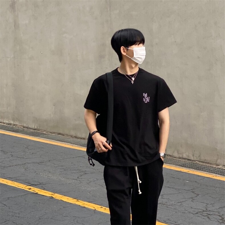 816B-T1055-P35纯棉！高级感简约设计款ins短袖，男装T恤，星座816B