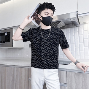 短袖T恤男网红痞帅炸街半袖衣服社会小伙301C-DT81-P48控68图片