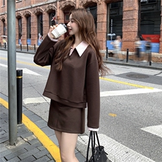 现货新款拼接卫衣短裤两件套25081P155K238，女装套装/套裙，2D035