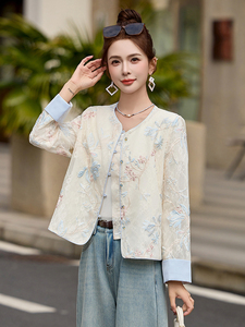 新中式国风刺绣蕾丝短外套女春秋季高级感洋气显瘦小个子气质上衣图片