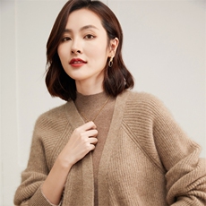 2025双股元宝针中长款开衫大衣羊绒，女装羊绒衫，雪真羊绒高端店