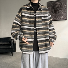 现货JK7881-特批60秋季百搭条纹夹克外套高品质高克重带里布，男装夹克，电商A059
