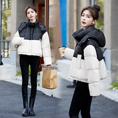 现货羽绒服女2024年冬季新款女装时尚休闲拼接撞色冬季保暖外套，女装羽绒服，关键词