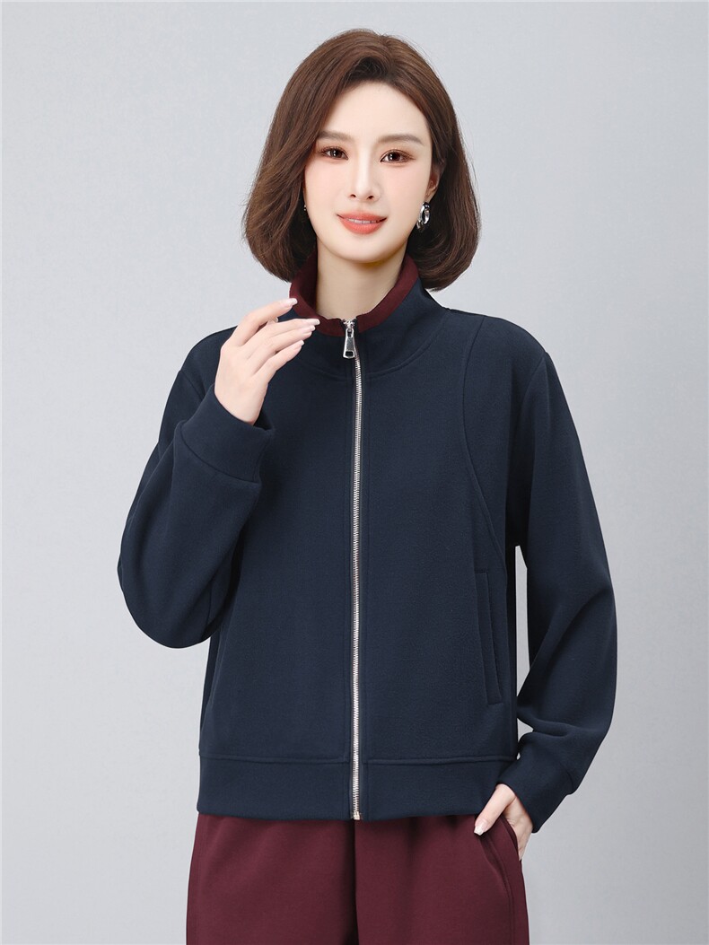 长期有货时尚拼色立领开衫卫衣短款外套女2026春秋休闲运动服上衣,女装短外套,璐依舞