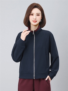 长期有货时尚拼色立领开衫卫衣短款外套女2026春秋休闲运动服上衣图片